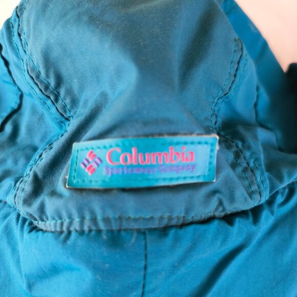 Vintage 90s Columbia Trapper Hat Teal Purple Ear Flap Vented Made in USA - Picture 4 of 6